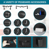 Daanxw Metal Peg Board Kit with 1/4" Pegboard Accessories, 6 Pack 12"X24" Pegboard and 264PCS Extra Thick Pegboard Accessories,Wall Organizer Peg Board Panels Tool Organizer Storage System (Black) Daanxw