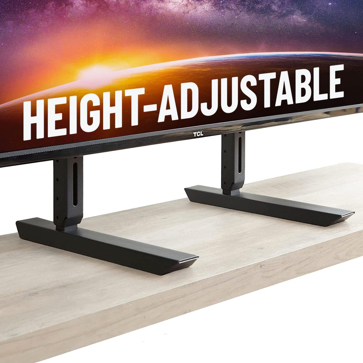 ECHOGEAR Universal Large TV Stand - Height Adjustable Base for TVs up to 77" - Wobble-Free Replacement Stand Works w/Any TV Including Vizio, TCL, Samsung & More - Flat Design Compatible w/Soundbars ECHOGEAR