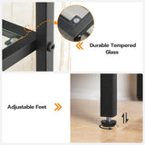 HOOBRO 3-Tier Bookcase, Tempered Glass Bookshelves, Record Storage Rack with Side Fence, Storage Shelves for Bathroom, Slim Shelving Unit for Living Room, Home Office, Black BK81CJ01 HOOBRO