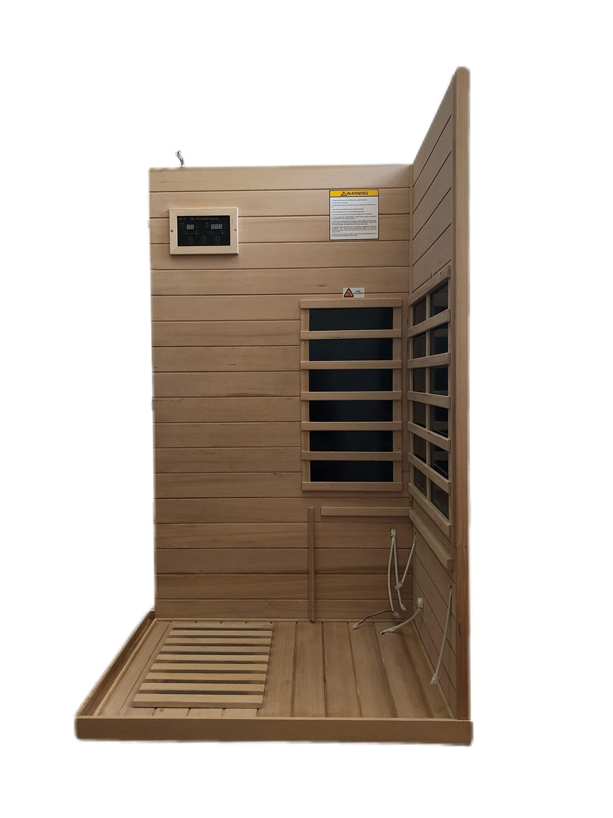 HFYee Infrared Sauna Home Sauna Box 1 Person Far Infrared Indoor Sauna Hemlock Mini Single Person Sauna for Home with LCD Display & Bluetooth on The Left of The Indoor Sauna Room, Natural HFYee