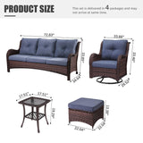 LayinSun 6 Pieces Outdoor Patio Furniture Set, Rattan Wicker Sectional Swivel Rocker Chairs Sets with Ottomans, Swivel Glider Chairs, and Coffee Table LayinSun