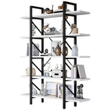 YITAHOME Industrial 5-Tier Bookshelf - Large Freestanding White Storage Unit with Sturdy Metal Frame YITAHOME