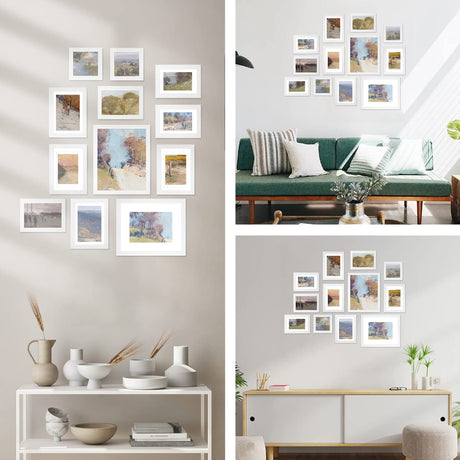 Egofine Picture Frame Set 12 Pack, Picture Frames Collage Wall Decor with Two 8x10, Four 5x7, Four 4x6, Two 4x4, Photo Frames for Wall and Tabletop, Made of Solid Wood, Covered by Plexiglass, White Egofine