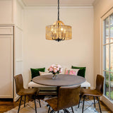 ZSDHXi Rattan Pendant Light Fixtures, 4-Light Boho Chandelier with Woven Drum Shade, Farmhouse Dining Room Ceiling Hanging Lamp, Small Wicker Coastal Pendant Lighting for Kitchen Island Hallway ZSDHXi