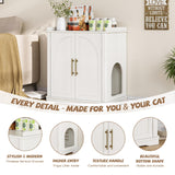 Halitaa Cat Litter Box Enclosure Furniture, Hidden Litter Box Furniture with Removable Dividers, Reversible Entrance Can Be on Left or Right Side, for Hallway, Bedroom, White, 31.4" L Halitaa