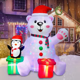 GUDELAK 6 Ft Christmas Inflatables Outdoor Decorations, LED Light Up Polar Bear and Penguin Inflatable Christmas Blow Up Yard Decorations for Garden Lawn Indoor Xmas Holiday Party Decor GUDELAK