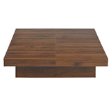 Merax 39.4'' Square Coffee Table, Sliding Top with Ample Storage, Walnut Grain Veneer Finish Modern Center Tables for Living Room Apartment, Walnut Merax