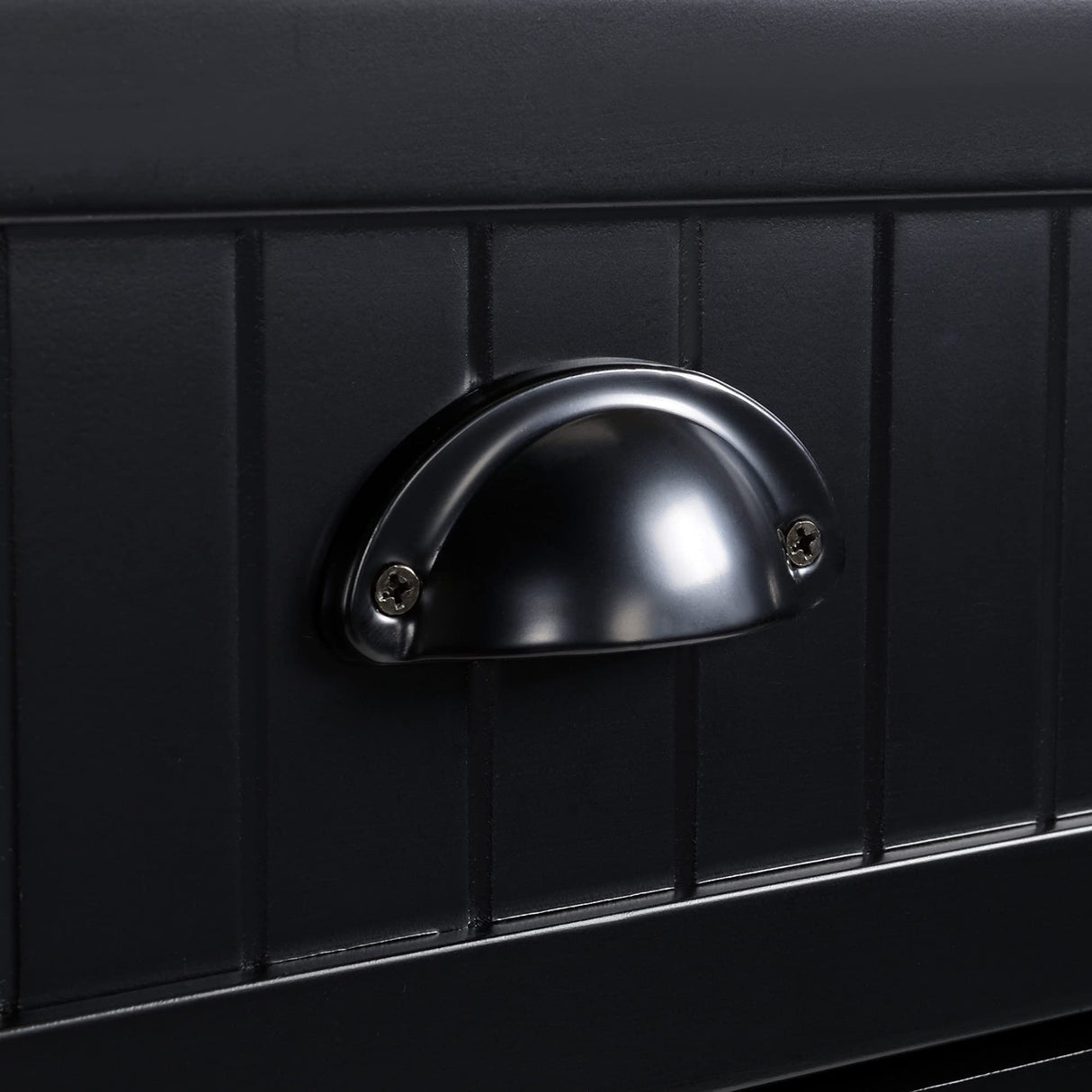 HOMCOM 47" Fluted-Style Wooden Kitchen Island, Kitchen Countertop Storage Cabinet with Drop Leaf, Drawer, Open Shelves, Storage, Black Aosom