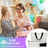 16 Pieces Canvas Tote Bag and Makeup Bag Blank Plain Canvas Bag Large Reusable Grocery Bags Shopping Cloth Bags with Handles DIY Craft Bag Canvas Pencil Case with Zipper Cosmetic Bag School Supplies Reginary