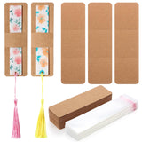 200 Pcs Bookmark Holder Set Kraft Bookmark Sleeves Transparent Self Adhesive Bag DIY Blank Bookmark Cover Display Cards for Bookmark Wrapping Small Business Packaging Supplies Party Favor Gift Honoson