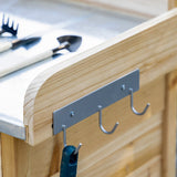 Outsunny Outdoor Potting Bench Table, Garden Work Station with Storage Cabinet, Open Shelf and Steel Tabletop, Natural Outsunny