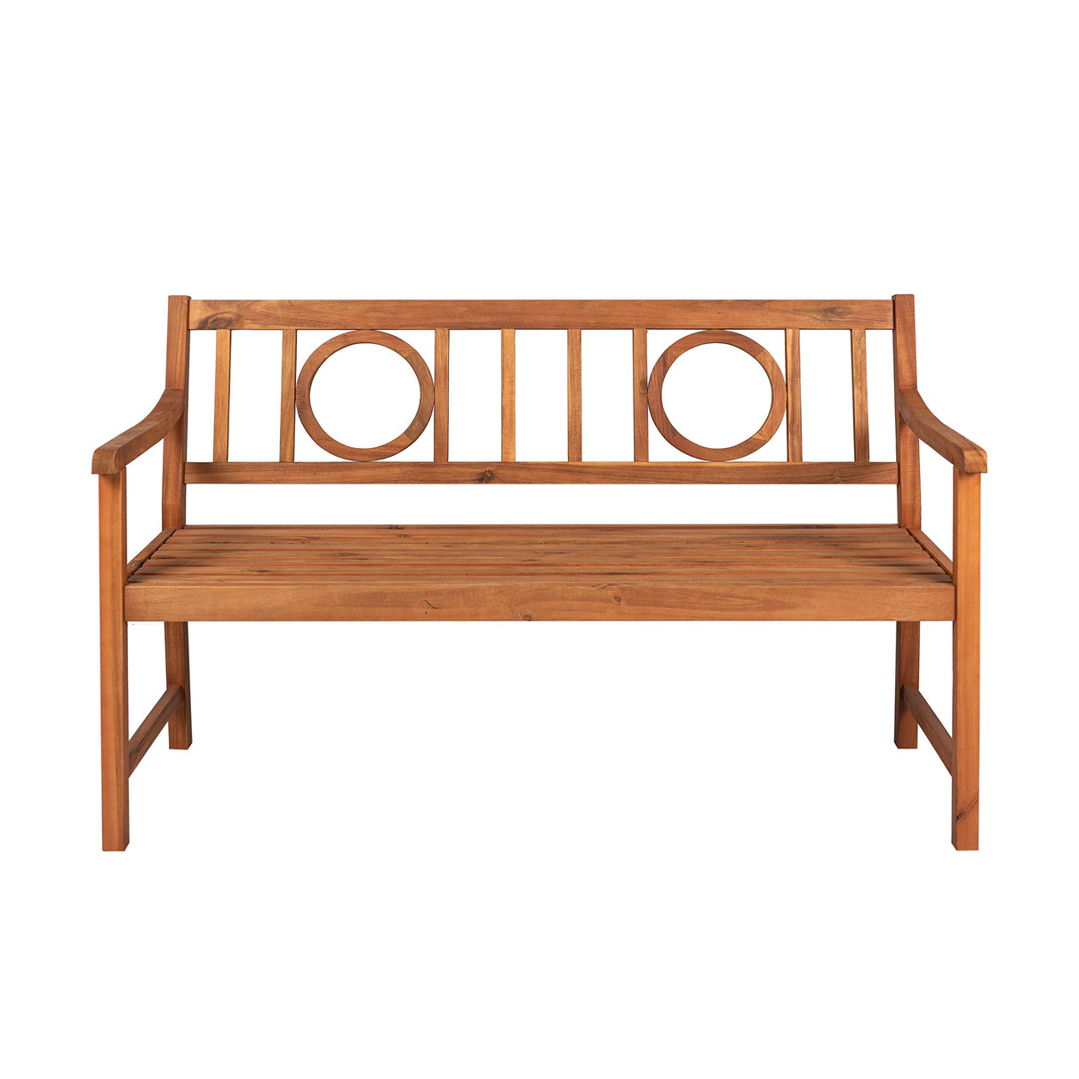 JONATHAN Y BNH104A Apollo 51.2" 3-Seat Circle-Back 600-Lbs Support Acacia Wood Outdoor Garden Patio Bench for Garden, Lawn, Backyard, Pool, Deck, Beach, Firepit, Teak JONATHAN Y