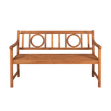 JONATHAN Y BNH104A Apollo 51.2" 3-Seat Circle-Back 600-Lbs Support Acacia Wood Outdoor Garden Patio Bench for Garden, Lawn, Backyard, Pool, Deck, Beach, Firepit, Teak JONATHAN Y