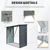 Zjjseloru Outdoor Firewood Rack,3ft x 7ft Garden Log Storage Shed in Galvanized Steel with Sloped Roof for Firewood,Pellet,or Lumber Storage,Black Zjjseloru