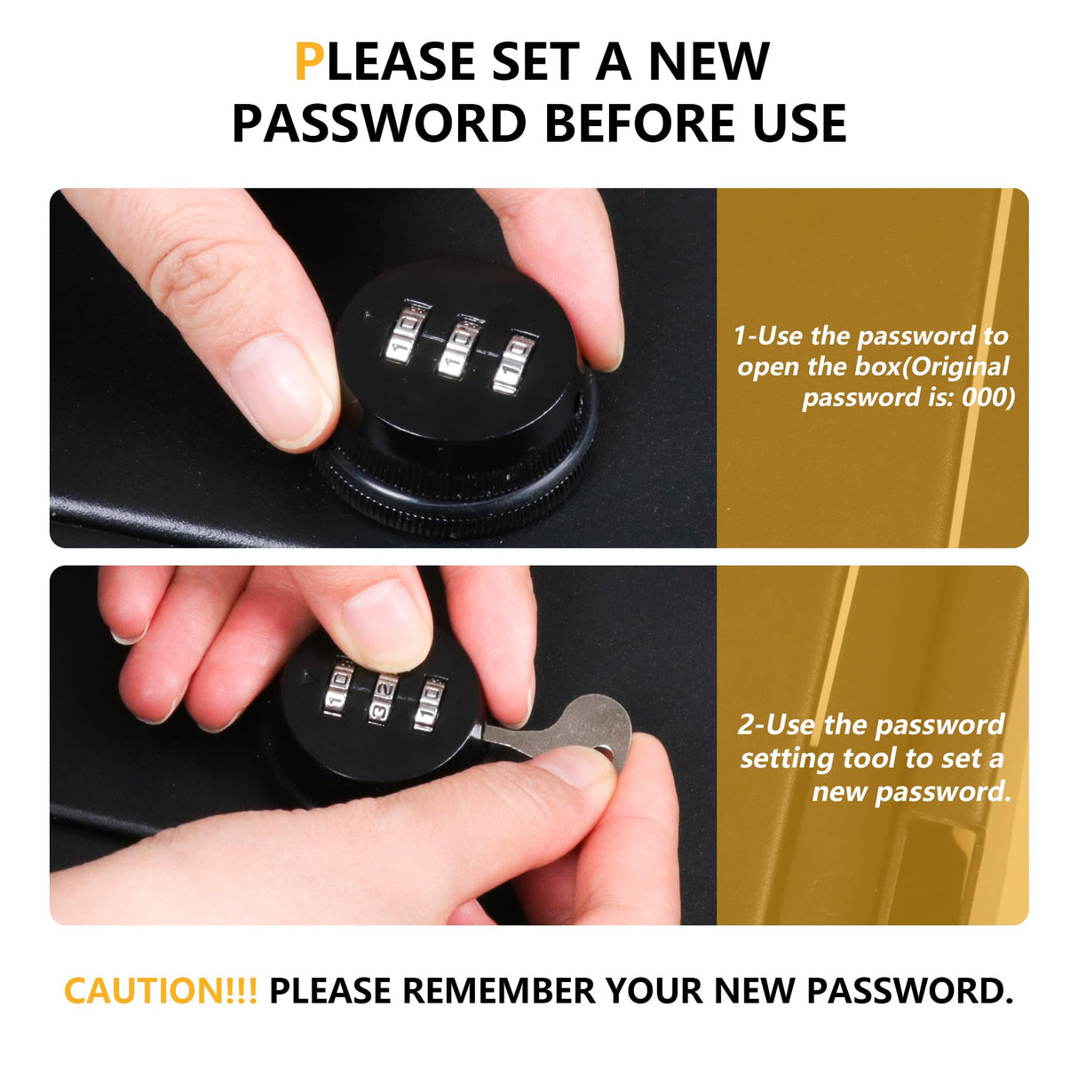 RERPRO Trunk Storage Organizer Gun Safe Lock Box Compatible with 2021 2022 2023 2024 2025 New Ford Bronco 2/4 Door Interior Accessories Rear Cargo Security Vault Tray with 3 Digit Combo Password Black RERPRO