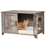 Homhedy Cat Litter Box Enclosure,Litter Box Furniture Hidden with Barn Door,Wooden Cat Washroom Furniture,Cat House,Fit Most of Litter Box, Greige Homhedy