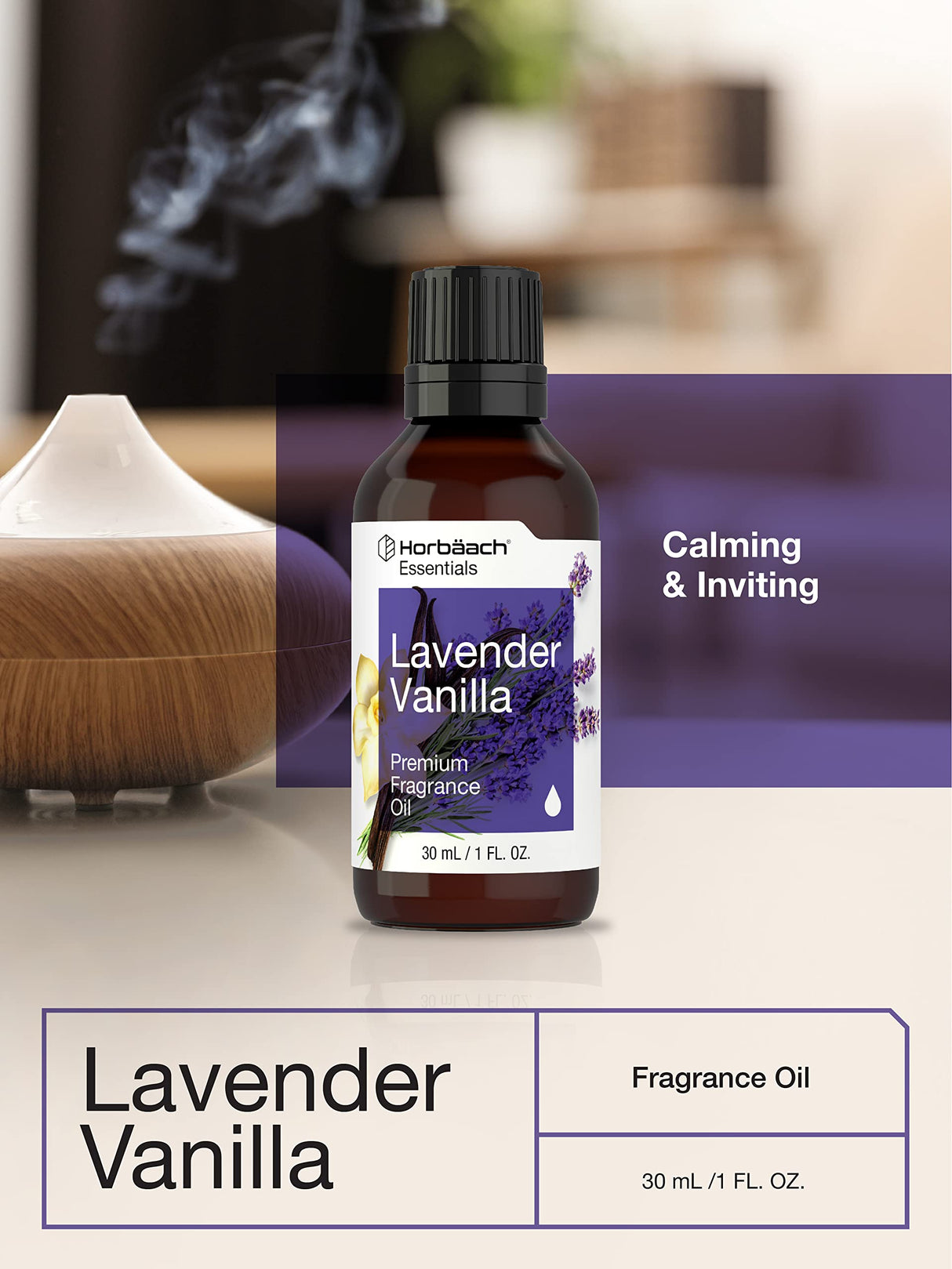Horbäach Lavender Vanilla Fragrance Oil | 1 fl oz (30ml) | Premium Grade | for Diffusers, Candle and Soap Making, DIY Projects & More Horbäach
