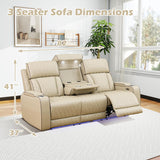 SIENWIEY Leather Recliner Sofa Set with LED Light, Power Reclining Couch Set with USB Port, Leather Couch Set 2 Pieces for Living Room Home Theater Seating（Beige，Sofa and Loveseat） SIENWIEY