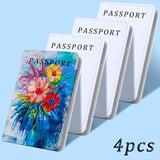 4 Pieces DIY Sublimation Passport Holder Covers, PU Leather Blank Heat Transfer Travel Passport Book Holder Wallet Cover for Passport, Business Cards, Credit Cards, Boarding Passes Haomian