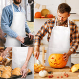 NLUS 2 Pack White Aprons with 2 Pockets for Women Men Kitchen Aprons with Pockets, Chef Aprons for Baking BBQ Cooking NLUS