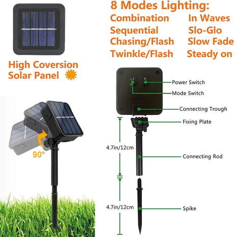 4pk Multi-Colored Solar Christmas Lights Outdoor Waterproof, 400 LED 132 FT Solar Powered LED String Lights Green Wire with 8 Modes, Solar Fairy Lights for Xmas Tree Party Wedding Garden Decorations EXF