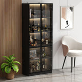 Homsee 5-Tier Black Bookcase with Glass Doors and LED Lighting for Stylish Storage Homsee