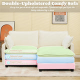 GlasFlength Sectional Couches for Living Room - L Shaped Couch Cloud Couch Comfy Sectional Couches, 77.6" 2 Seat Sofa Comfy Sectional with Ottoman/Pillows for Apartment, Bedroom, Cream White GlasFlength