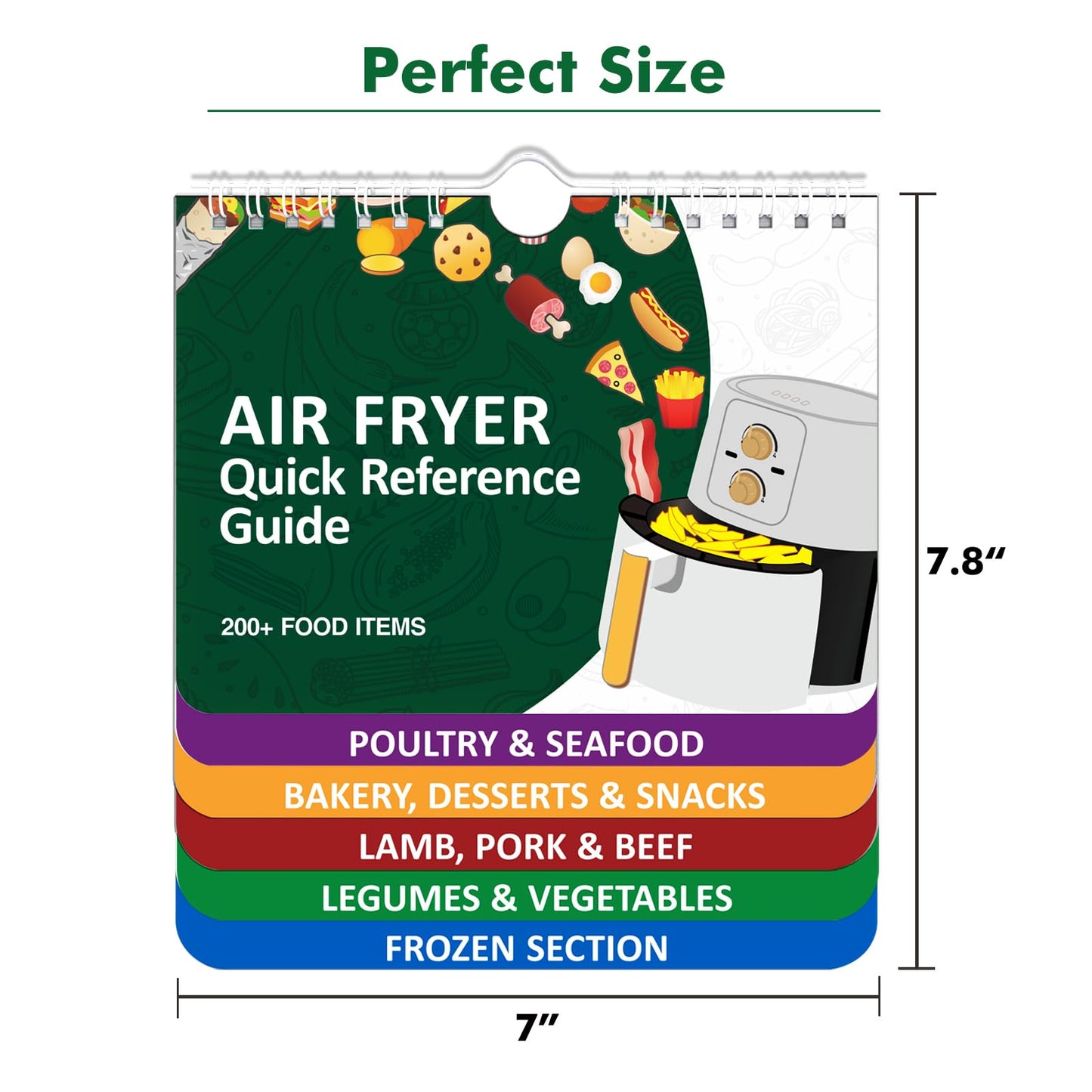 𝑶𝒗𝒆𝒓 200 𝑭𝒐𝒐𝒅𝒔 Air Fryer Cheat Sheet Magnets Cooking Guide Booklet, Air Fryer Cooking Guide Magnetic Cookbook, Air Fryer Magnetic Cheat Sheet Set(Air Fryer Accessories)