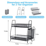 LEMIKKLE Countertop Organizer for Bathroom Counter, The Organizer for Bedroom, Spice Rack Organizer for Kitchen Counter Shelf with Small Basket(Black) LEMIKKLE