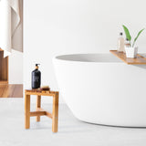 PERFNIQUE Teak Shower Stool, Teak Shower Bench, 12'' Shower Stool for Shaving Legs, Spa Foot Rest for Inside Shower, Organizer Teak Stool, Waterproof Small Corner Bench for Bathroom Livingroom (12'') PERFNIQUE