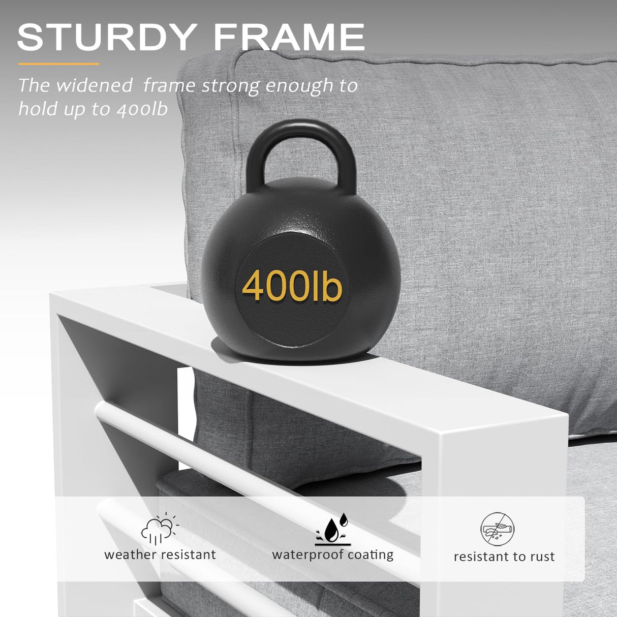 LayinSun Outdoor Aluminum Furniture Set, 5 Pieces Patio Sectional Conversation Chat Sofa Modern Seating Set with Coffee Table LayinSun