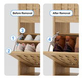 Aingli Shoe Cabinet Shoes Storage Cabinet Narrow Shoe Rack Cabinet Breathable MDF Shoe Cabinet Freestanding Organizer with 2 Flip Drawers Metal Legs for Entryway Aingli