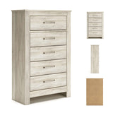 Signature Design by Ashley Bellaby Vintage Farmhouse 5 Drawer Chest of Drawers, Whitewash Signature Design by Ashley