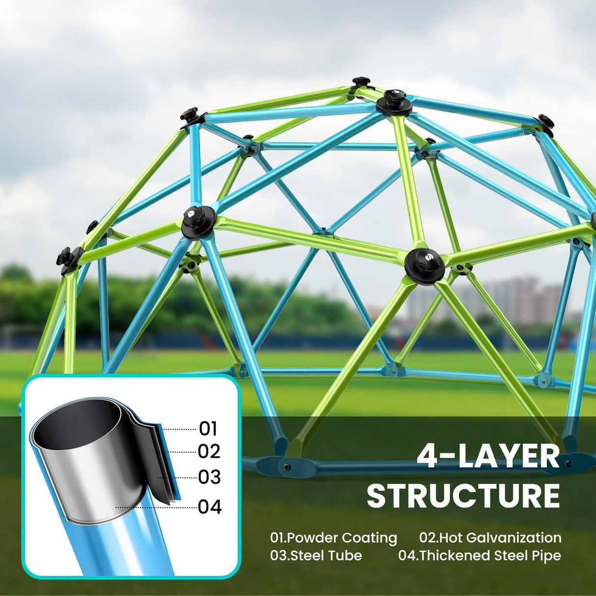 Easyego Climbing Dome, 10FT Jungle Gym with Swing for Kids 3 to 10 Outdoor Play Equipment, Supports 800lbs Toddler Play Set, Anti-Rust & Easy Assembly, Gift for Boys Girls Easyego