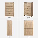 SICOTAS Dresser for Bedroom Chest of Drawers 46" Tall Dresser for Closet with 5 Rattan Drawers Boho Night Stand Large Clothes Storage Cabinet for Living Room Hallway Nursery Entryway SICOTAS