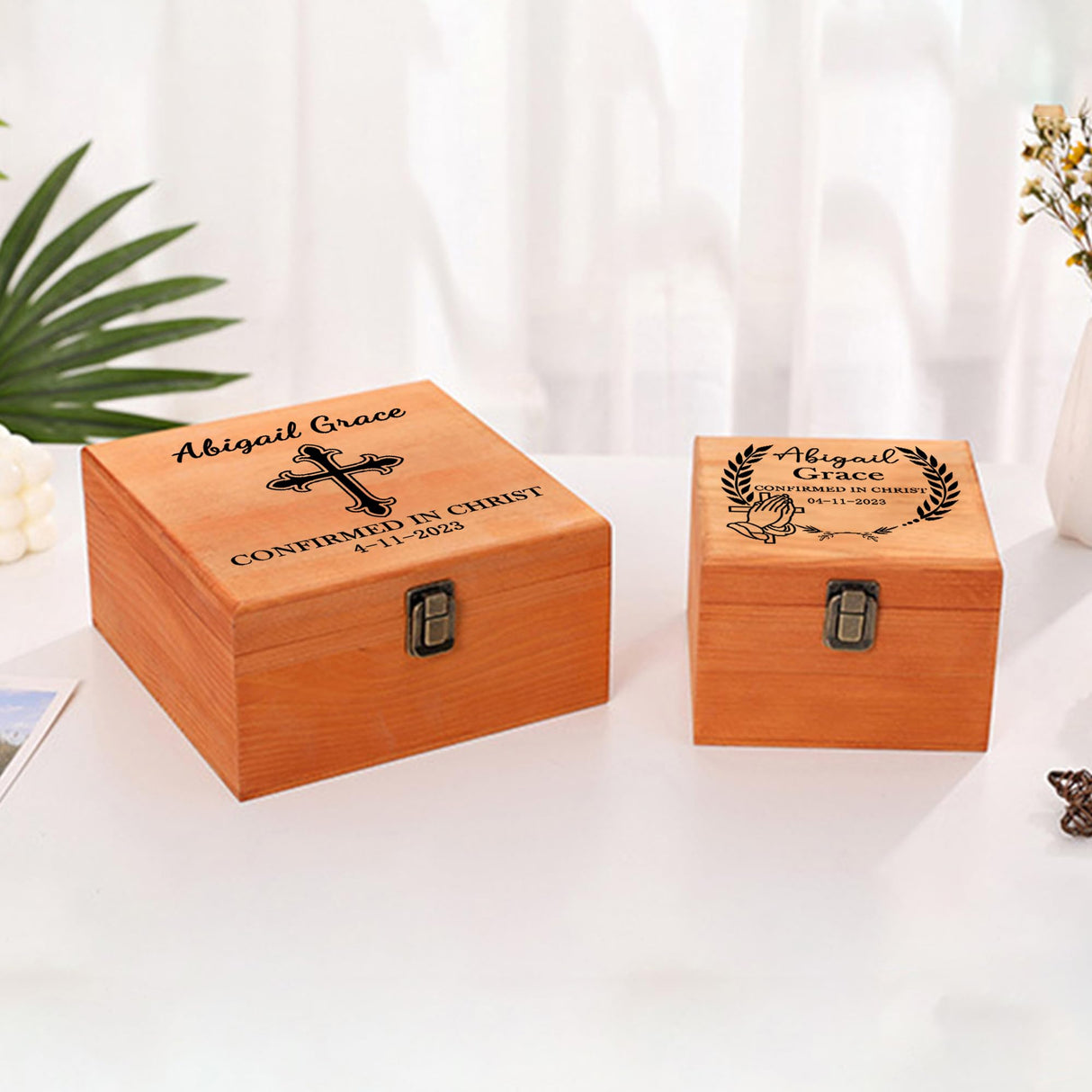Confirmation Gifts for Teen Boys Girls Personalized Wooden Keepsake Box Custom Name Date Cross, Comfirmation Gifts for Teenage Boys Girls Customized Wood Memory Box with Lids Confirmation Keepsake Cooayyaooc