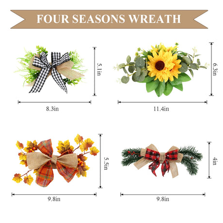 Interchangeable Welcome Sign for Front Door with 4 Seasonal Wreaths and 14 Changeable Icons, Farmhouse Front Door Signs, Door Decoration Porch Decor, Seasonal Wooden Home Sign Home décor (6wood) HOMCDALY
