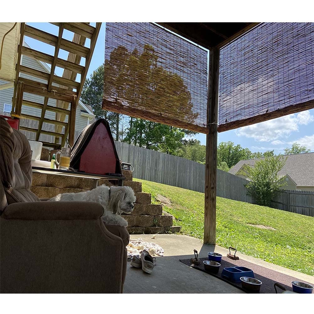 YYQ SHOP Brown Bamboo Window Shades Blinds Retro Bamboo Curtains Roller Shades with Lifting Bamboo Roll Up Window, 24x36 32x72 40x64 Custom Matchstick(Size:24(W) x 36(H) inches) YYQ SHOP