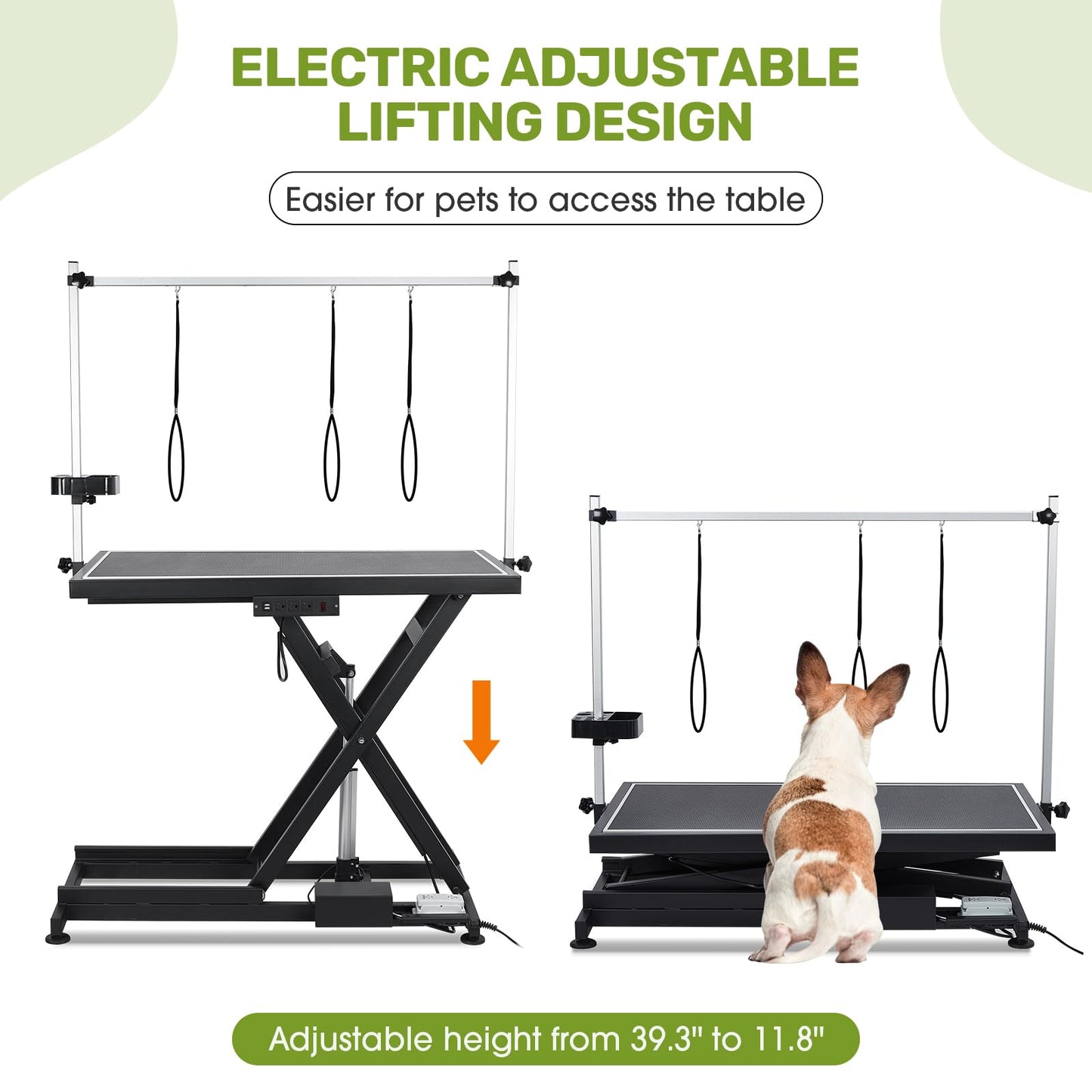 GarveeLife 50" Hydraulic Electric Dog Grooming Table,Heavy Duty X-Type Electric Lift Large Pet Grooming Table w/Aluminum Dog Grooming Arm,Anti Slip Tabletop,Tool Organizer/Dog Grooming Statio - WoodArtSupply