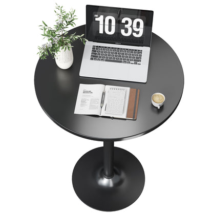 Flamaker Modern Black Round Bistro Pub Table - Stylish Metal Base with MDF Top for Dining and Entertaining