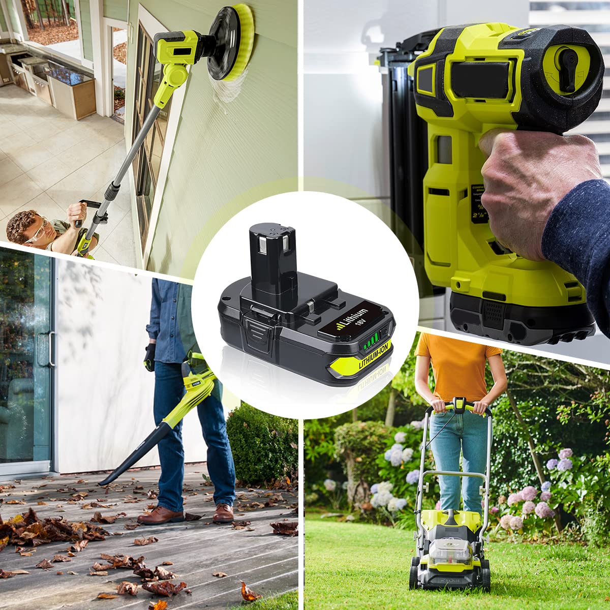 Masione 2Pack 3.0Ah 18V P102 Lithium-Ion Replacement for Ryobi 18v Battery P102 P103 P104 P105 P107 P108 P109 P190 Compatible with Ryobi Batteries Cordless Power Tools Masione