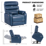 EONIX Dual Motor Lay Flat Power Lift Recliner Chair for Elderly, Electric Faux Leather Lift Chairs for Adults, 400lbs Heavy Duty Power Recliner Lift Sofa with Heat and Massage, Navy Blue EONIX
