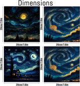 hyzsj 4 Pack Paint by Numbers Kit for Adults with Frame,Moon Paint by Numbers for Adults, Paint by Number with Easel, DIY Starry Sky Paint by Number Kits for Home Wall Decor（7.87x7.87inch hyzsj