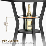 YATINEY Bar Table, 2-Tier Round High Top Table, Pub Table, Home Bar Counter Height, Bistro Tables, for Kitchen, Living Room, Meeting Room, Pub, Black BT03BB YATINEY