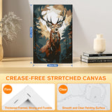 Bowetile Deer Paint by Numbers for Adults Framed, Adults' Paint-by-Number Kits, DIY Adult Paint by Number Kits on Canvas, Animals Acrylic Number Painting for Home Decor, 8x12in Bowetile