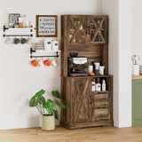 Lomojo Kitchen Storage Cabinet,71" Pantry Cabinet,Coffee Hunth Freestanding Cabinet,Farmhouse Tall Kitchen Cabinet Organizers and Storage with Doors & Adjustable Shelves Rustic Brown Lomojo