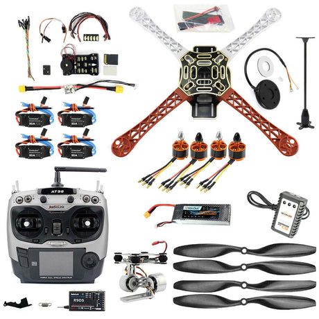 QWinOut DIY FPV Drone Quadcopter 4-axle Aircraft Kit :F450 450 Frame + PXI PX4 Flight Control + 920KV Motor +GPS + AT9 Transmitter + Gimbal Camera Mount QWinOut