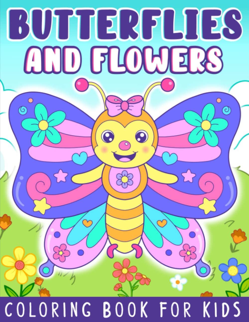 Butterflies and Flowers Coloring Book: Easy and Cute Style Coloring Pages of Different Beautiful Butterflies and Flowers for Boys Girls Kids Ages 4-8 (Let's Color Butterflies) WoodArtSupply