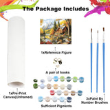 NEWENMO Mountains Paint by Numbers Kit for Adults, Lakes and House Paint by Numbers on Canvas Unframed, DIY Oil Painting Perfect for Beginner, Craft, Hobbies and Home Wall Decor 20x16 in NEWENMO