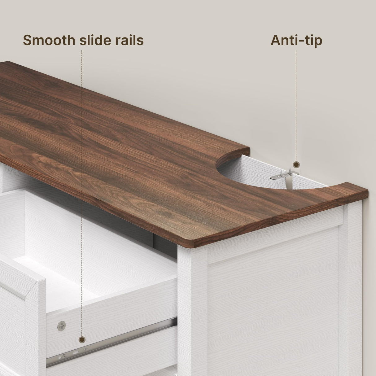 Gizoon 47.2" W Dresser for Bedroom, 6 Chest of Drawers, Modern Drawer Dresser, Wood TV Stand for Living Room, with Smooth Rail, Metal Handles, Anti-tip, Hallway, Retro Gizoon